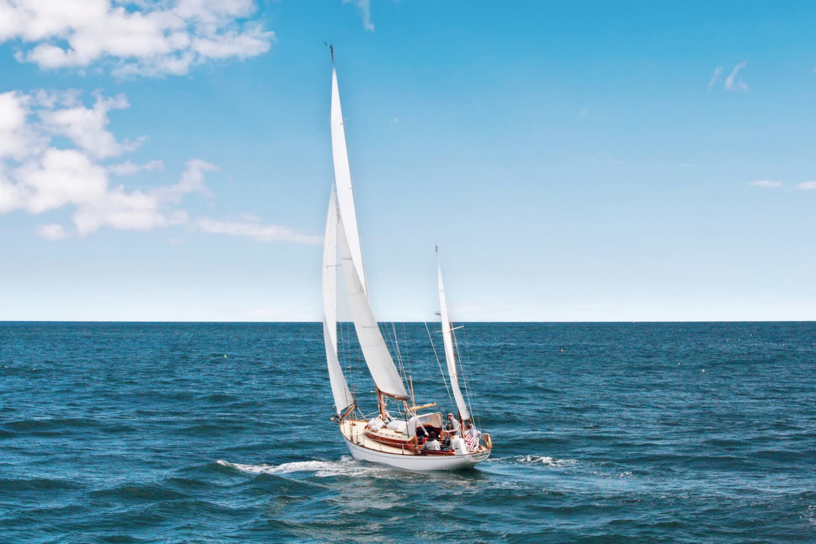 Sailing yacht underway on open water